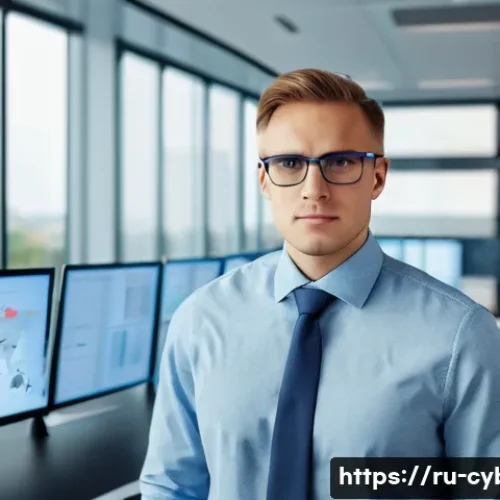 Home 31 사이버보안 필수 자격증 종류 - A professional cybersecurity manager in a modern office environment, wearing business casual attire ...